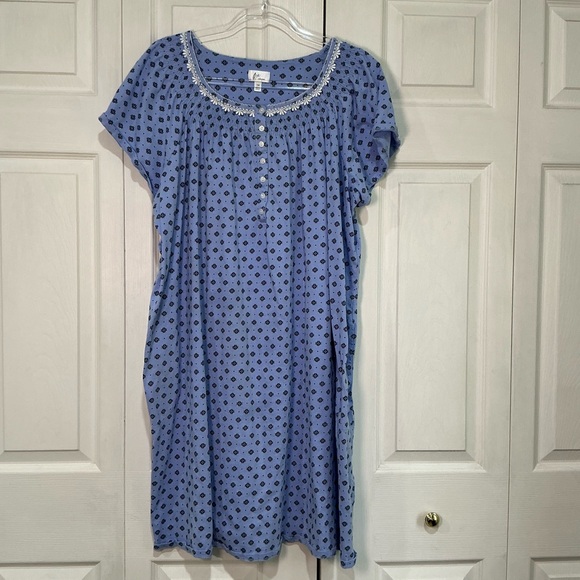 🍓 Aria Periwinkle Blue Short Sleeve Nightgown - 3X - Picture 1 of 5